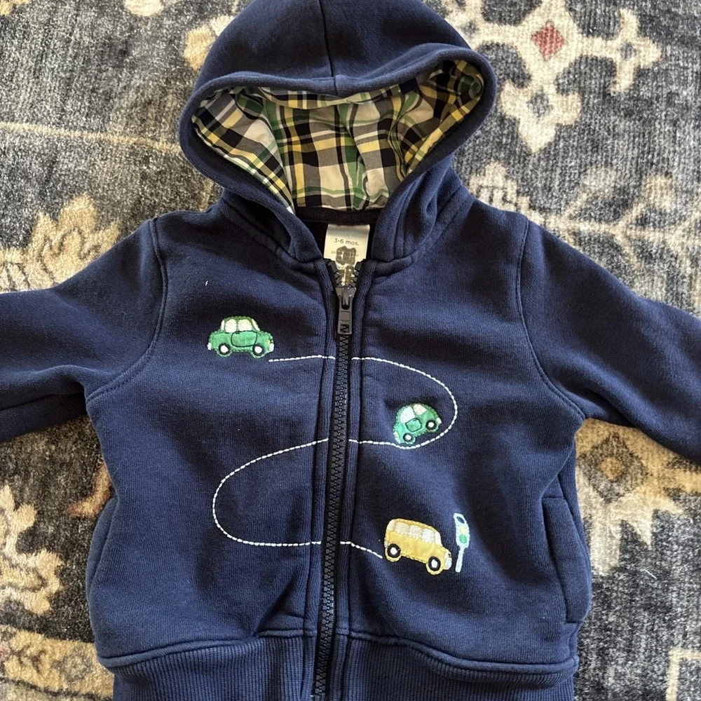 Vintage Gymboree Baby boys 3-6 Months Baby mechanic hoodie full zip sweatshirt